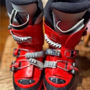 Red Ski Boots with Buckles